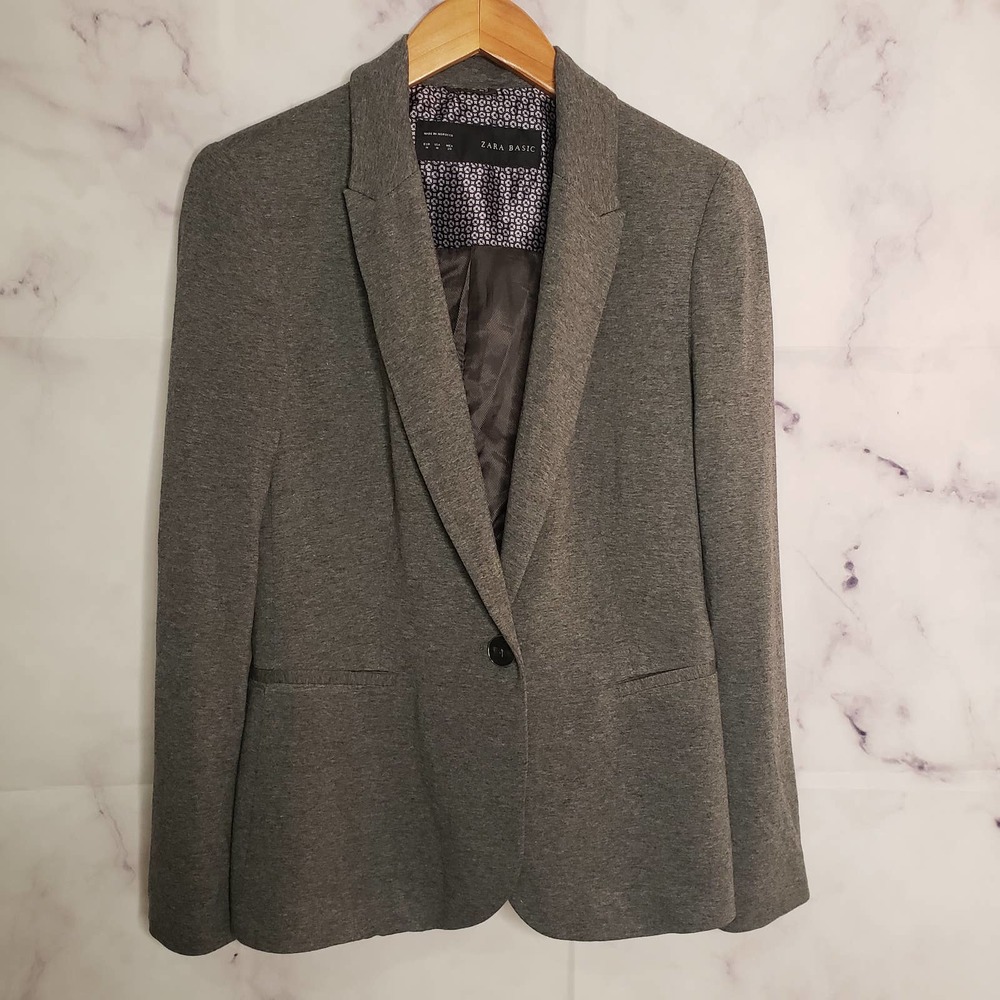 ZARA BASIC women tailored gray blazer coat